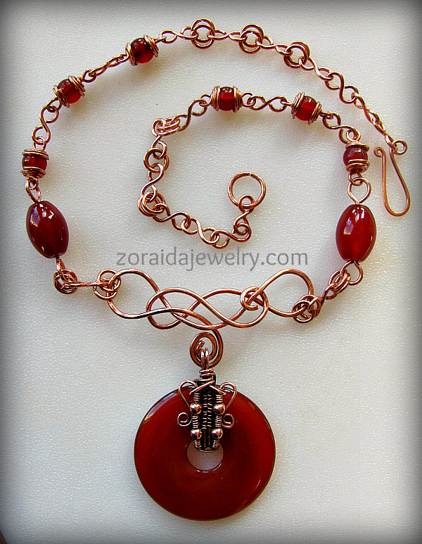 Carnelian and copper redone necklace